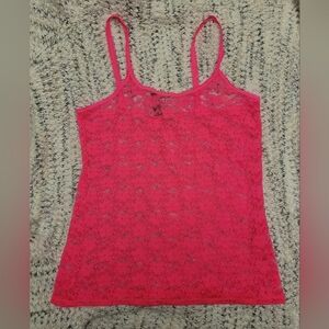 Y2k Floral Mesh Lace Hot Pink Tank top Women’s Rave Size XL